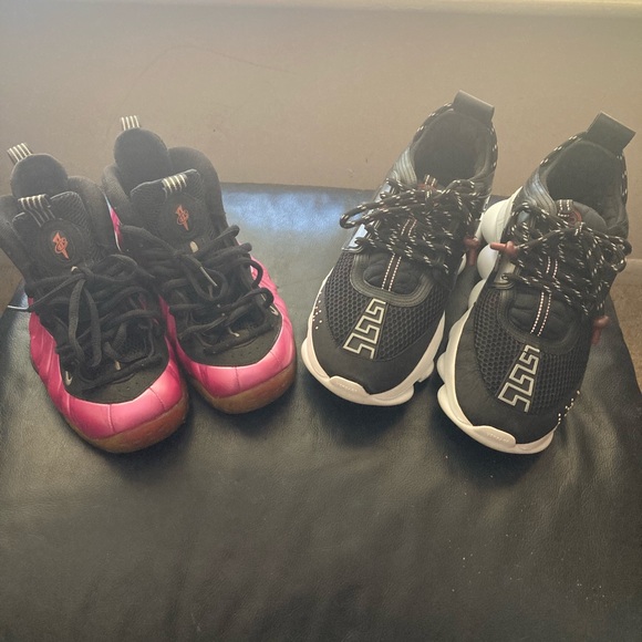 Versace Chain Reaction “Blk/Wht” sz 10 & Nike Foamposite One “Pink” sz 9 - Picture 4 of 10